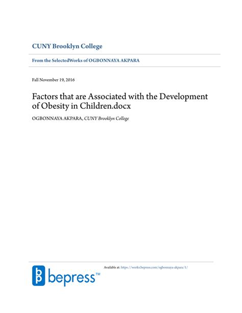 (PDF) CUNY Brooklyn College From the SelectedWorks of OGBONNAYA AKPARA Factors that are ...