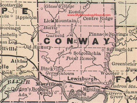 Conway County, Arkansas 1889 Map | Map of arkansas, County map, Arkansas