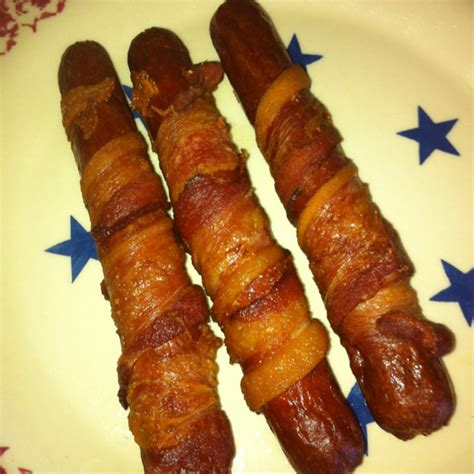 Deep fried bacon wrapped wiener | Deep fried bacon, Yummy dinners, Bacon