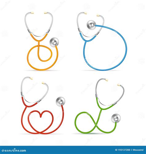 Realistic Detailed 3d Color Stethoscope Set. Vector Stock Vector - Illustration of background ...