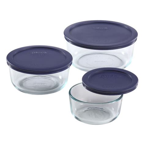 Pyrex 6-piece Glass Food Storage Container Set with Blue Lids - Walmart.com - Walmart.com