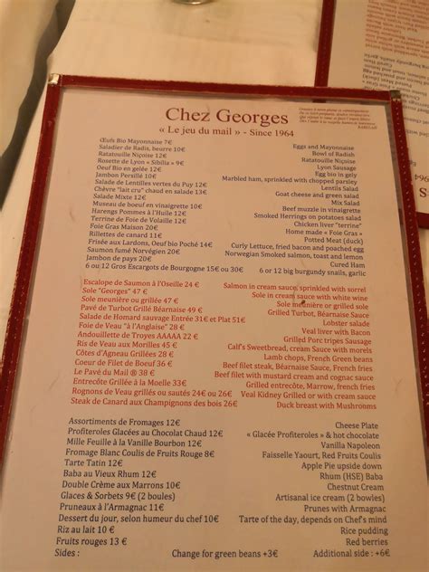 RESTAURANT CHEZ GEORGES - London Meets Paris