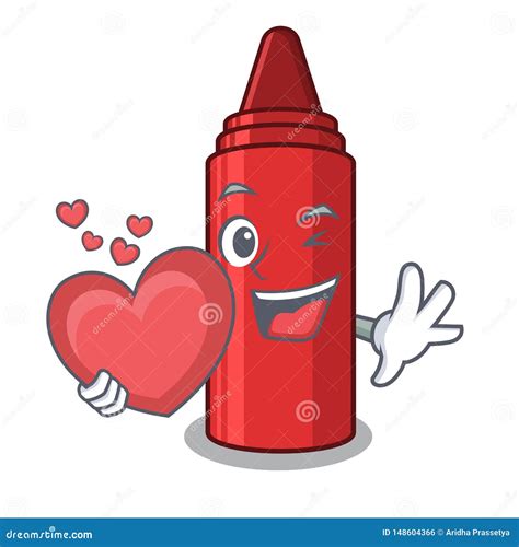 With Heart Red Crayon in a Cartoon Bag Stock Vector - Illustration of chalkboard, frame: 148604366