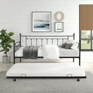 Full Size Metal Daybed with Twin Size Folding Trundle, Industrial 2-in ...