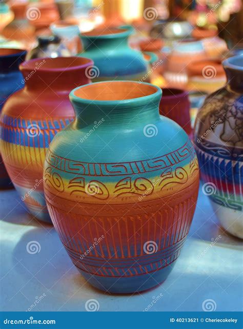 SOUTHWEST COLORFUL CERAMIC and CLAY POTTERY Stock Image - Image of designs, colors: 40213621