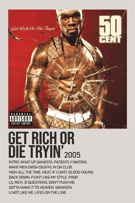 Get rich or die tryin by 50 cent minimalist album poster – Artofit