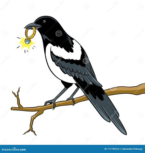 Magpie Bird with Golden Ring Pop Art Vector Stock Vector - Illustration of beak, background ...