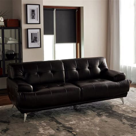 Faux Leather 2 Seater Sofa Bed With Center Armrest | Baci Living Room