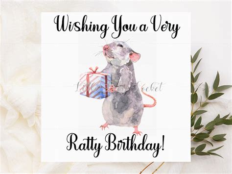 Rat Birthday Card-rat With GIFT Birthday Card-wishing You a - Etsy ...