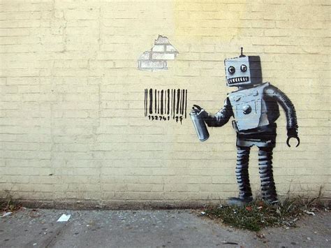 Banksy Robot & Spraycan - Iron On T Shirt Transfer Or Sticker, Graffiti ...