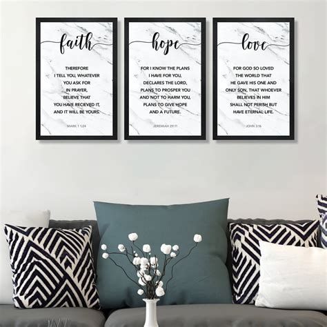 Faith Hope Love Wall Art-faith Hope Love Set of 3-scripture Wall Art ...