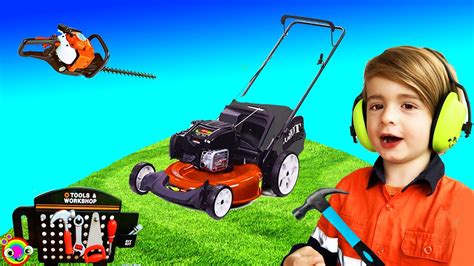 Lawn Mower Yardwork Video for Children | Blippi fan | min min playtime - YouTube