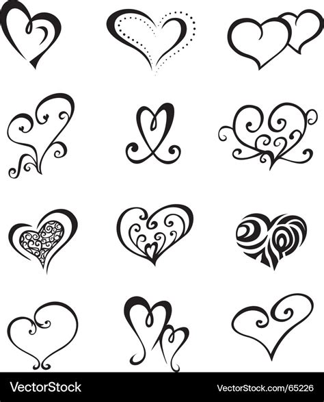 Hearts tattoo set Royalty Free Vector Image - VectorStock