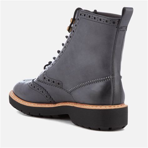 Clarks Women's Witcombe Flo Leather Brogue Lace Up Boots in Gray - Lyst