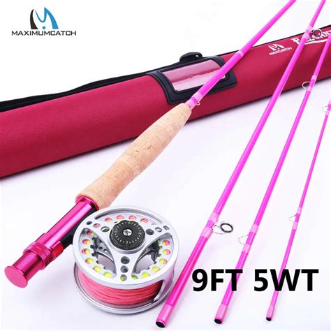 Maximumcatch 9FT 5WT Pink Fly Fishing Rod with Reel and Line Combo ...