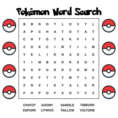 Pokemon Word Search Puzzles - 10 Free PDF Printables | Printablee