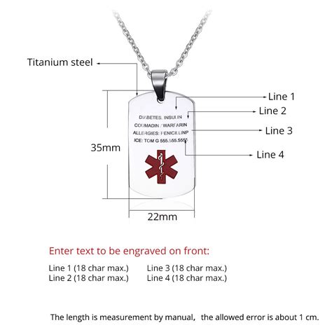 Life Alert Necklace for Men Emergency ID Necklace Engraved Personalize - LORAJEWEL