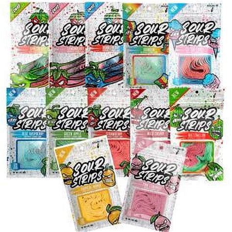 Sour Strips Candy Mega Pack, Burst of 12 Flavors with Strawberry Twist, 1 Pack of Each - Walmart.com