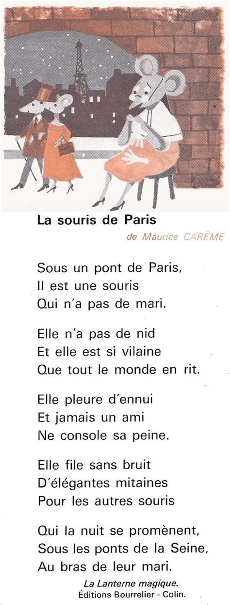 Maurice Carême, La Souris de Paris (poésie) | French practice, French ...