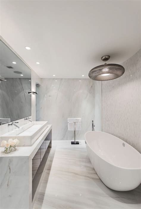 25+ Most Charming White Marble Bathroom Design Ideas | Narrow bathroom ...