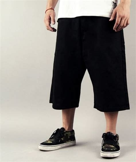 Baggy Shorts for Men Denim Jeans Bermuda Streetwear - Black