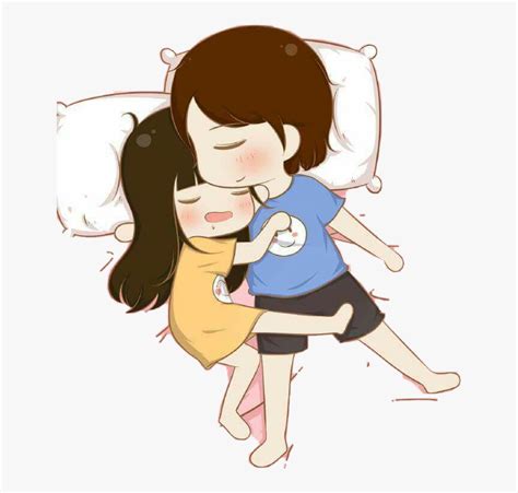 #cuddle #love #sleep #freetoedit - Cuddling Sleep Together Cartoon, HD Png Download ...