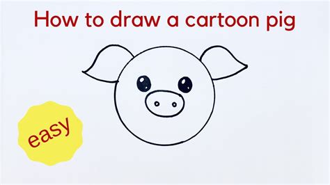 Beginners how to draw a cartoon pig - very easy - YouTube