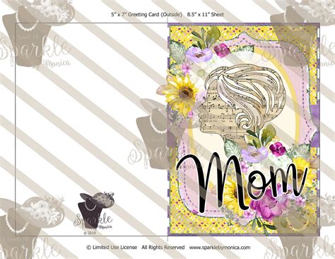 5x7 Music Mom Mother's Day Card, Printable Mother's Day Card, Digital ...