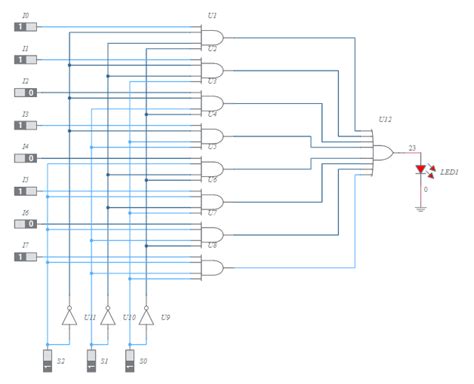 Copy of exp9_multiplexers_8X1 MUX LOGIC DIAGRAM - Multisim Live