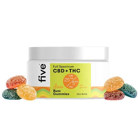 Five CBD - CBD & THC Edible - Full Spectrum Sour Gummies - 25mg