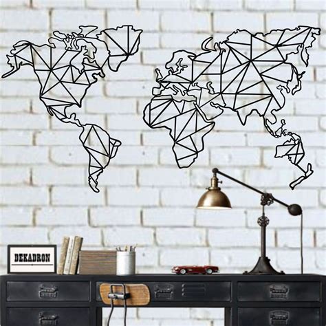 Metal Wall Art Metal World Map Metal Wall Hanging Interior Decoration ...