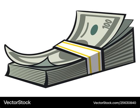 Cash money stack Royalty Free Vector Image - VectorStock