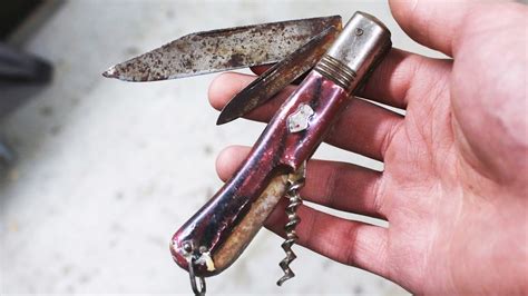 Restoring rusty vintage pocket knife - Knife restoration - YouTube