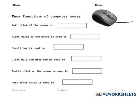 Know computer mouse functions worksheet | 2nd grade worksheets, Teaching computers, Worksheets