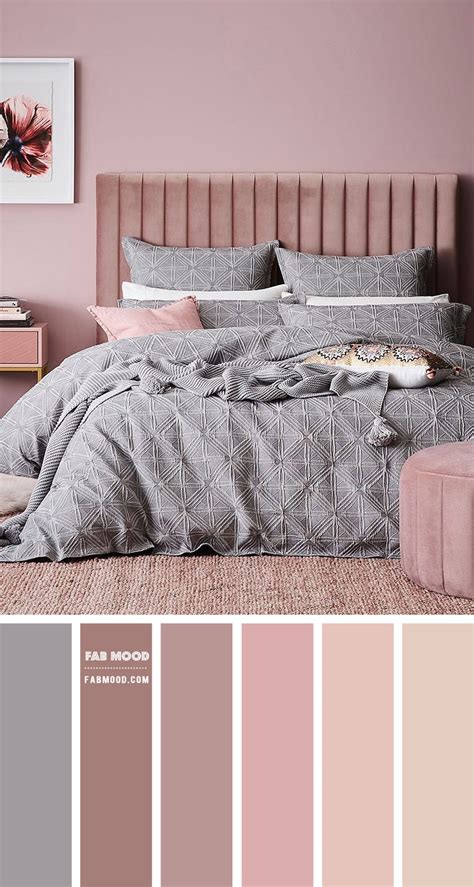 Grey and Mauve Pink Bedroom Colour Palette