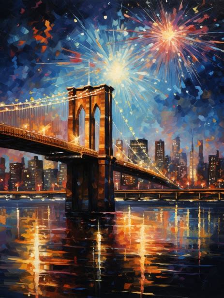 Brooklyn Bridge NYC Fireworks Free Stock Photo - Public Domain Pictures