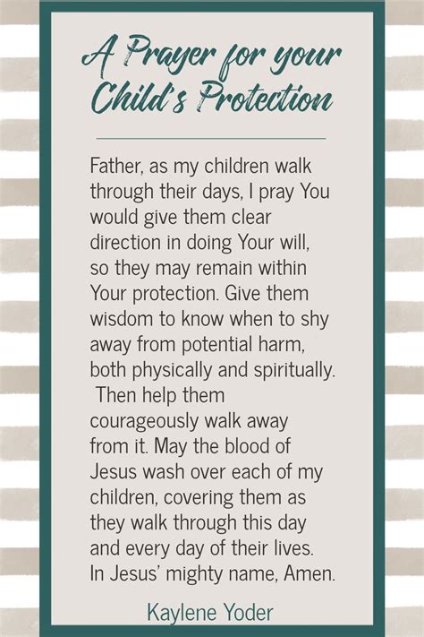 A Prayer for Your Child's Protection - Kaylene Yoder | Prayer for my children, Prayer for my son ...