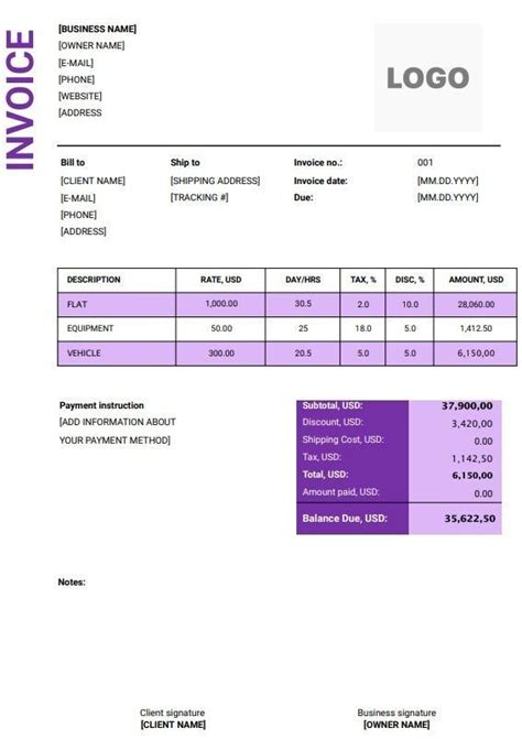 FREE Rental Invoice Templates (Word, Excel, PDF)