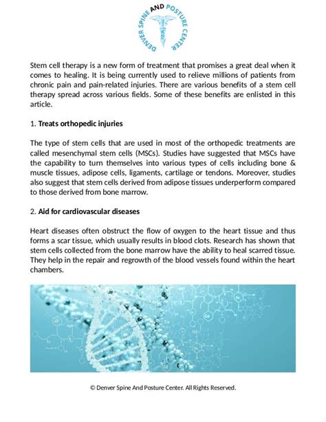 5 benefits of stem cell therapy and the conditions treated