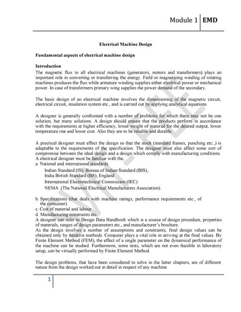 Electrical Machine Design Module-1 - Electrical Machine Design ...