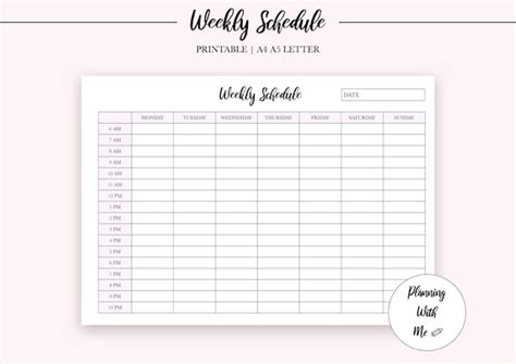 Weekly Planner Printable With Times