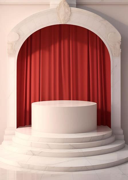 Premium AI Image | Luxury Red White Podium product display marble pattern