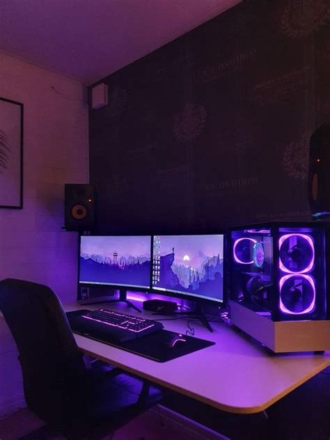 45 Awesome Aesthetic Gaming Setup Ideas | Displate Blog Gaming Desk ...