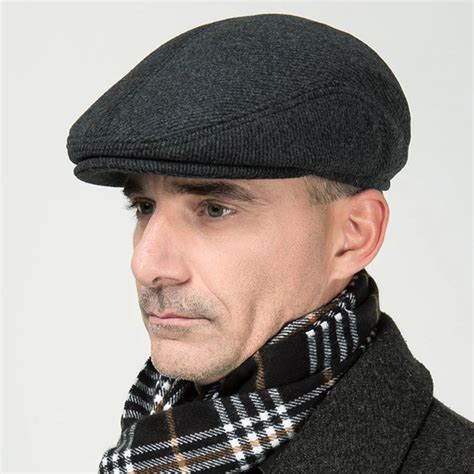 New Autumn Winter Beret Hat Thicken Cap Old Men Ear Cap Snapback Solid ...