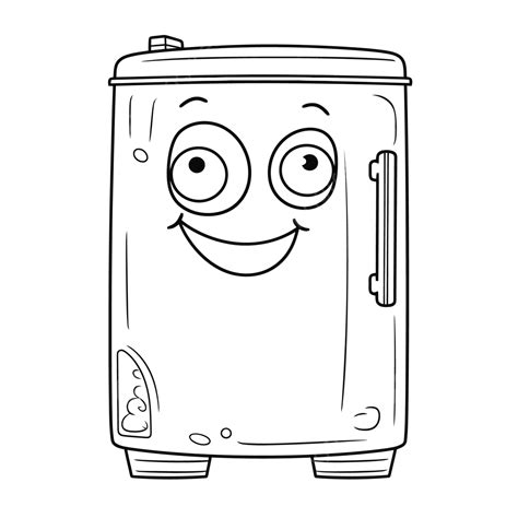 Happy Smiling Cartoon Fridge Coloring Pages Outline Sketch Drawing Vector, Car Drawing, Cartoon ...