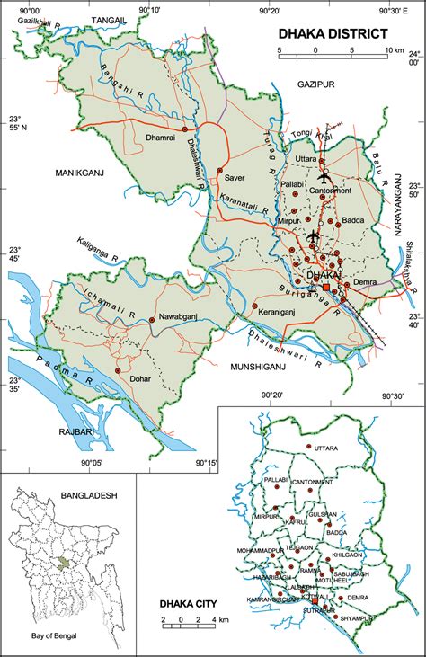 Maps of Bangladesh: Political Map of Dhaka District