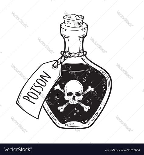 Poison in bottle line art and dot work hand drawn Vector Image