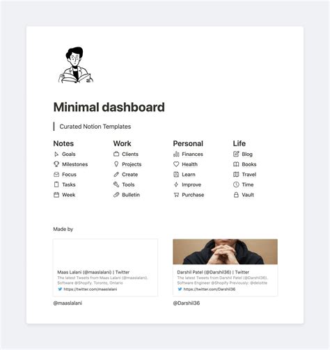 Minimal dashboard - Notion Templates