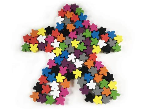 100 Multi-Color Wooden Meeples 10 different colors Standard Size 16mm ...