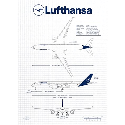 Lufthansa Airbus A350 Aircraft Print Poster Wall Art Blueprint - Etsy